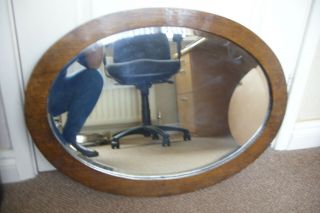 Antique / Vintage Large Oval Oak Framed Mirror.