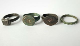 Set Of 4 Roman Viking Medieval Bronze Rings