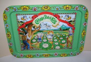 Vintage Cabbage Patch Kids 1983 Metal Tin Retro Lunch Lap Tray Tv Serving Tray