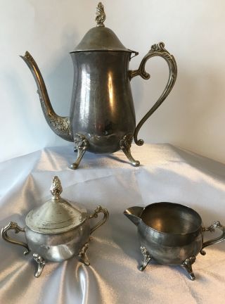 Vintage International Silver Co.  Coffee Tea Set Pitcher,  Sugar,  Creamer