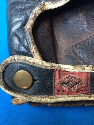 AWESOME vintage 1910s black leather Diamond brand glove,  ex cond antique RARE 3
