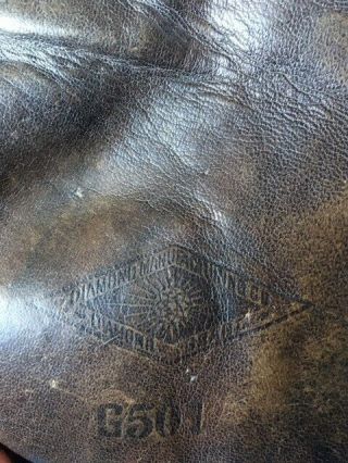 AWESOME vintage 1910s black leather Diamond brand glove,  ex cond antique RARE 4