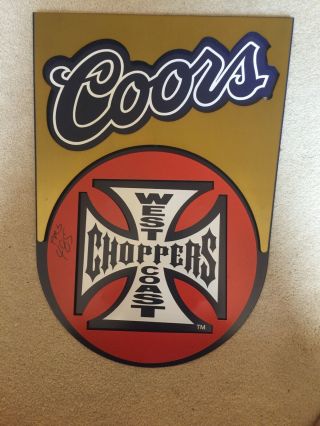 Coors West Coast Choppers Jesse James Metal Sign Large 27x20.  5 Ex Rare