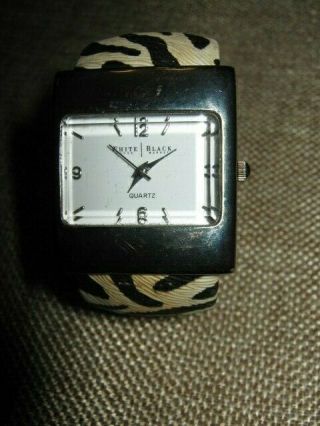 White House Black Market Animal Print W/silver Cuff Bracelet Watch