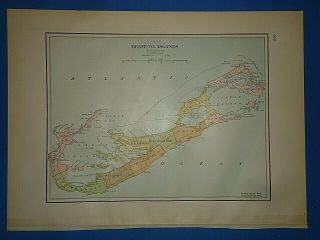 Vintage Circa 1898 Bermuda Islands Map Antique Folio Size Map Atlas Map