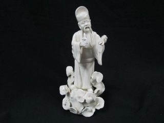Vintage Chinese Blanc De Chine White Porcelain Immortal Figurine 10.  5 In.  High