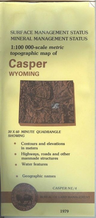 Usgs Blm Edition Topographic Map Wyoming Casper - 1979 - Mineral - 100k -