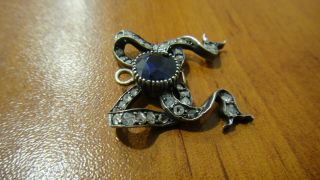 RARE VINTAGE STERLING SILVER PENDANT WITH DIAMONDS AND SAPPHIRE 2