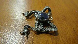 RARE VINTAGE STERLING SILVER PENDANT WITH DIAMONDS AND SAPPHIRE 3