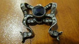 RARE VINTAGE STERLING SILVER PENDANT WITH DIAMONDS AND SAPPHIRE 6