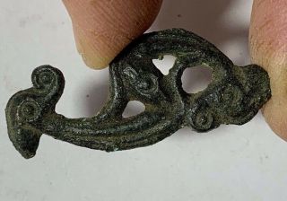 European Finds Ancient Viking Bronze Nordic Dragon Amulet Pendant 41mm