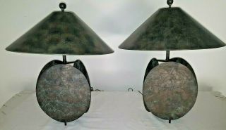 Rare Maitland Smith Vintage Pantinated Bronze Table Lamps Mid Century