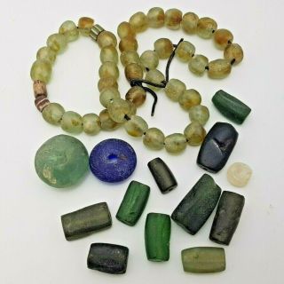 Joblot Antique Roman Glass Beads Jewellery Loose Repairs Bundle 21
