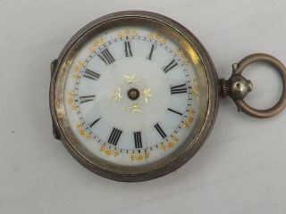 An Antique Silver - 800 - Cased Enamelled Dial Pocket Watch
