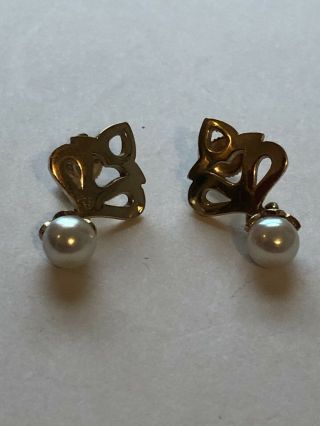 Very Rare James Avery 14k And Pearl Drop Earrings
