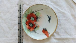 Vintage Antique Floral Oriental Bird Small Plate Hand Painted