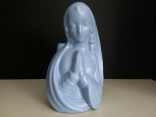 Vintage Haeger Praying Madonna Virgin Mary Pottery Planter Rare Blue