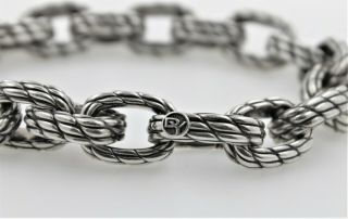 Authentic David Yurman Rare 12mm Twist Link Chain Bracelet In Sterling Silver