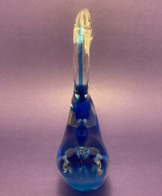 Vintage Art Heavy Glass Swan Figurine Paperweight Clear Blue.  8”x5” 3