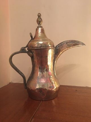 Antique Islamic Arabic Turkish Dallah Copper Brass Coffee Tea Pot Markings