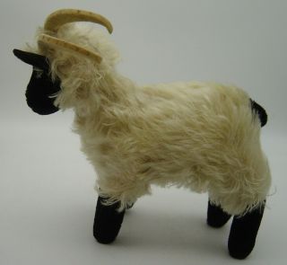 Large Vintage 50s Steiff Mohair Snucki Mountain Sheep Ram Goat 23 Cm