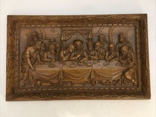 Antique/vintage Burwood Products Usa The Last Supper Wood Wall Art 9 " X 15 "