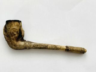 Old Antique Eagle Claw Ornate Clay Tobacco Smoking Pipe