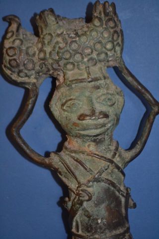 Rare Large Antique 19th Century African Benin Bronze Tribal Statue,  c 1890 3