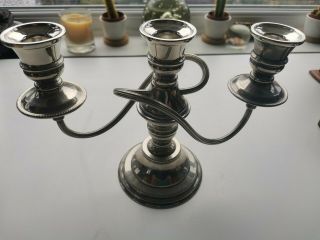 A Lovely Vintage Art Nouveau Style 3 Headed Silver Plated Candlestick C1950