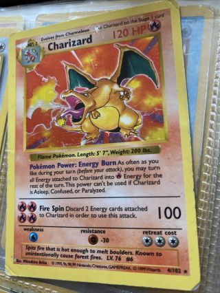 Charizard Shadowless Holo Rare Base Set Pokemon 4/102 5
