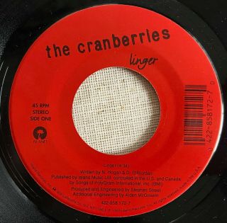Rare 1992 The Cranberries 7 " 45 Rpm Island Records Linger/dreams Vg,  Alternative