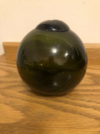 Vintage Hand - Blown Green Glass Fishing Float Buoy - British Made.