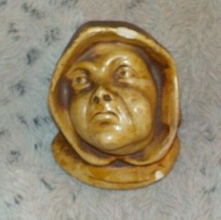 Antique Francis Statuary Wall Chalkware Match Holder Hooded Woman Head Bust