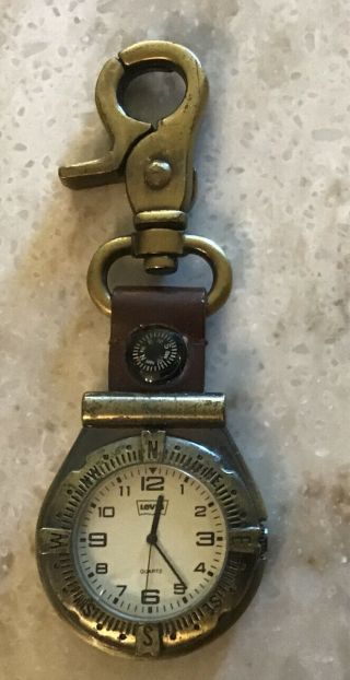 Levi Strauss Quartz Vintage Belt/pocket Watch With Compass