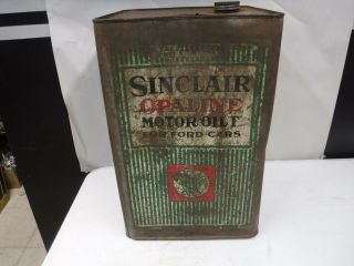 Rare Vintage Antique Old Sinclair " F " Ford Motor Oil 5 Gallon Square Can Gas