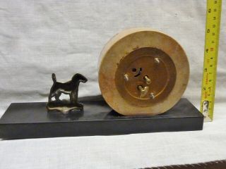 lovely art deco marble mantel clock 30s with wire haired fox terrier dog 3