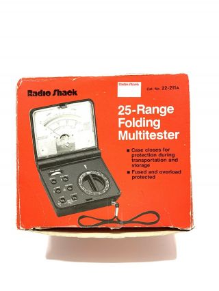 Vintage/working No.  22 - 211a 25 - Range Folding Multi - Test Meter By Radio Shack