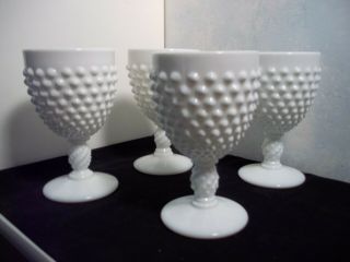 Fenton Milk Glass 5 1/2 " Tall Goblets Set Of 4 Rare