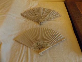 Antique Vintage Decorative Oriental Chinese Japanese Fans Hand Painted