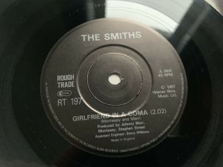 The Smiths - Very Rare Girlfriend In A Coma Emi U.  K.  Solid Centre 7” Morrissey