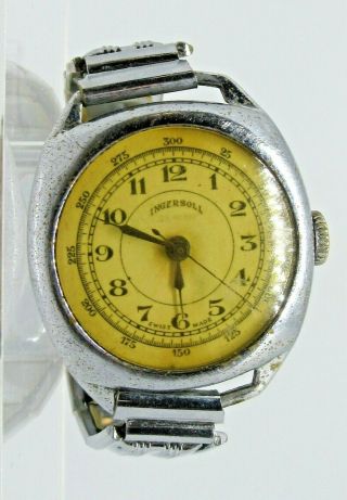 Vintage Ingersoll Swiss Made Mans Mechanical Watch Movement Not 1930s