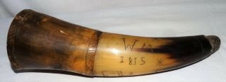 Antique Powder Horn,  Engraved Designs Dated 1815,  Collectible.