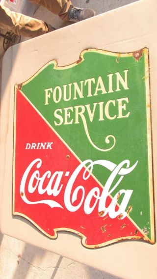 Rare 1930s Coca Cola Porcelain Fountain Service Double Sign