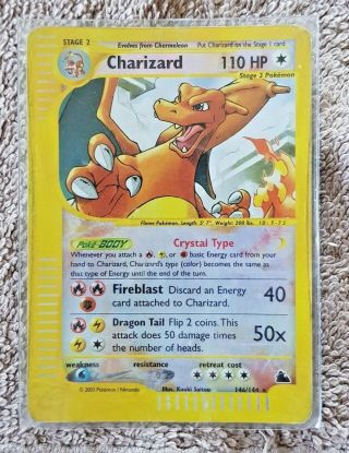 2003 Pokemon Crystal Charizard 146/144 Skyridge Reverse Holo Card Extremely Rare