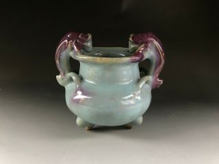 Rare Chinese Porcelain Jun Kiln Red&blue Glaze Censer 960 - 1279 Song Dynasty