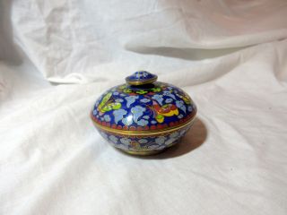 2 Vintage Chinese Cloisonne Round Lidded Pot