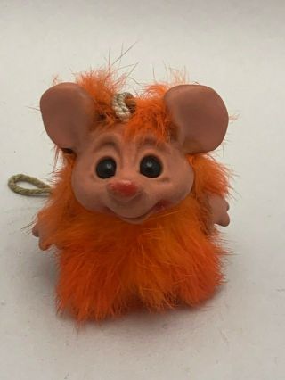 Vintage Rauls Of England Orange Fur Troll Doll Mouse