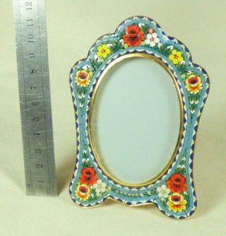 Italian Vintage Glass Micro Mosaic Photo Frame - Flowers/ Floral Decoration