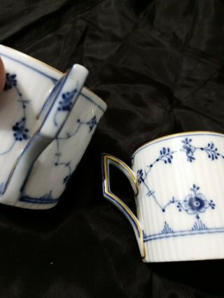 2 Rare early Royal Copenhagen Blue Fluted Cups straight side cans tea coffee 4