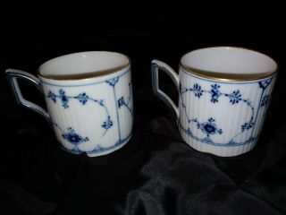 2 Rare early Royal Copenhagen Blue Fluted Cups straight side cans tea coffee 5